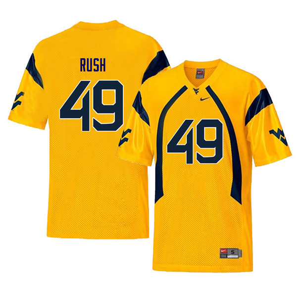 Men #49 Nick Rush West Virginia Mountaineers Throwback College Football Jerseys Sale-Yellow - Click Image to Close